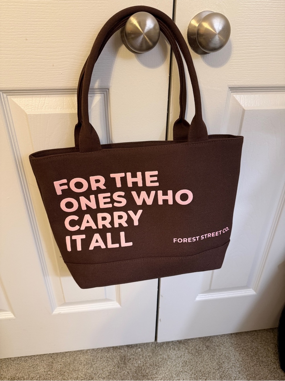 Forest Street Co. Brown Tote Bag with Pink Lettering medium